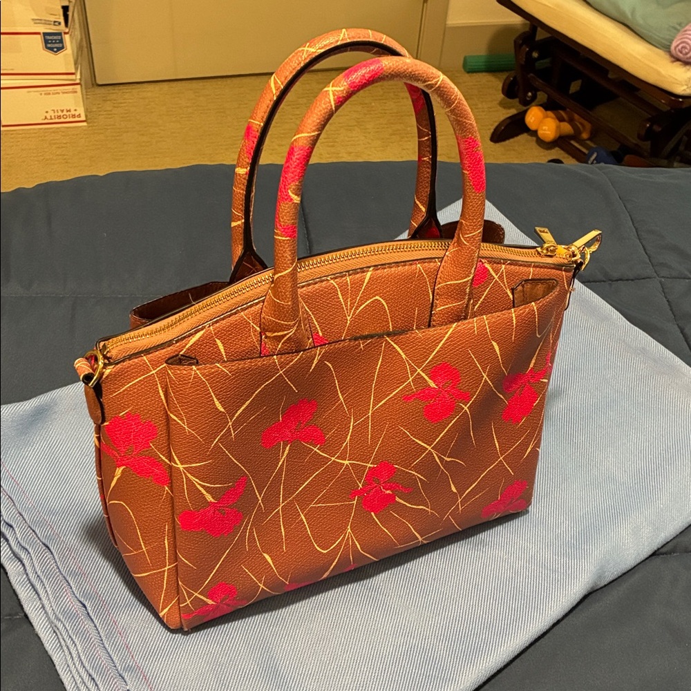 A New Day Floral Taupe Handbag
